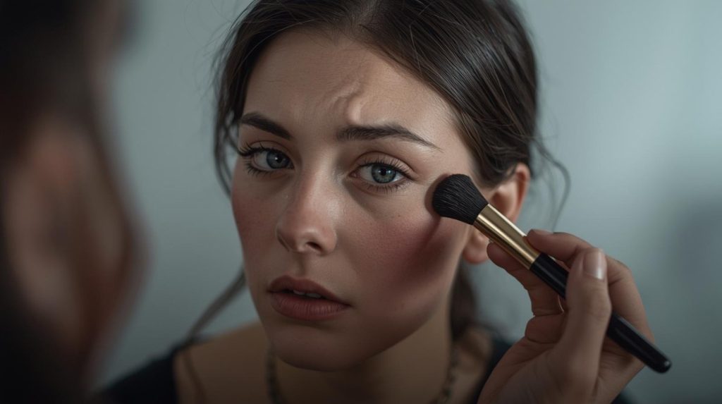 ragazza che si sta truccando