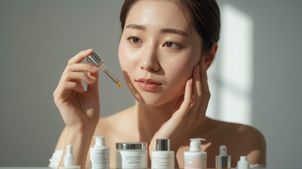 ragazza coreana che fa skincare coreana